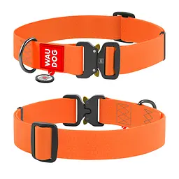 Нашийник для собак водостійкий Waudog Waterproof з QR-паспортом металічна пряжка-фастекс Ш 40 мм Д 46-70 см помаранчевий