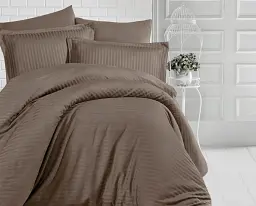 Комплект постільної білизни TAG Tekstil страйп-сатин LUXURY ST-1057 Полуторний