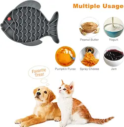 Силіконовий килимок для лизання для собак Derby Fish Shaped Dog Lick Mat, сірий - мініатюра 5