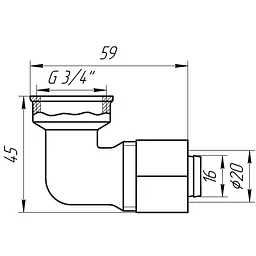 Кутник із внутрішньою різьбою APE 752 L 3/4″х20 000000866 - мініатюра 3