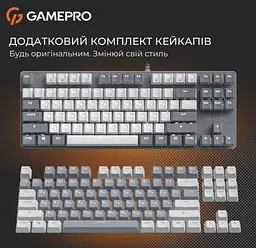 Механічна ігрова клавіатура GamePro MK-110-G USB Hot-Swap Outemu Red Switch Gray-White - мініатюра 13