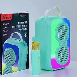 Портативна караоке колонка JQS-3302 акумуляторна музична колонка Bluetooth 5.0 Бірюзовий 10 Вт - мініатюра 3