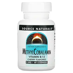 Витамин В12 (метилкобаламин), MethylCobalamin, вишня, 5 мг, 60 таб. Source Naturals vit0002805