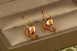 Сережки Xuping Jewelry надія в серці з різнокольоровими каменями 2,1 см золотисті - мініатюра 2