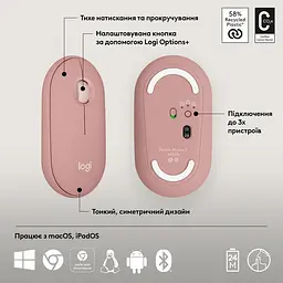 Миша комп'ютерна Logitech Pebble Mouse 2 M350 Tonal Rose (910-007014) - мініатюра 5