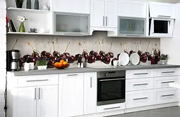 Вініловий кухонний фартух Стиглі вишні наклейка для кухні червоні ягоди Сірий 60х200 см Happy Pocket Z181675 - мініатюра 6