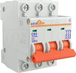 Модульний автоматичний вимикач 3p - 63A - С (ECO010030009) ECOHOME