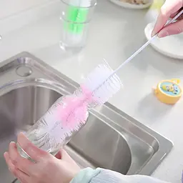 Йоржик щітка для миття пляшок і пляшок із ручкою, що гнутий, 28 см, Kitchen Master Жовтий 86157 - мініатюра 4