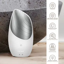 Електронна звукова термощітка для обличчя GESKE Sonic Thermo Facial Brush 6 в 1 біла - мініатюра 5