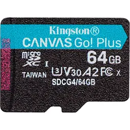 Карта пам'яті Kingston microSD 64GB C10 UHS-I U3 A2 V30 R200MB/s (SDCG4/64GBSP)