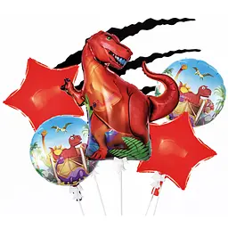 Фольгована кулька JS Balloon фігура "Тиранозавр Рекс" 5 шт наповнення повітрям або гелієм для тематичних вечірок