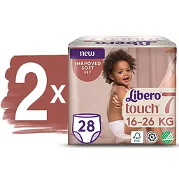Набір підгузків-трусиків Libero Touch Pants 7 (16-26 кг), 56 шт. (2 уп. по 28 шт.) - мініатюра 2