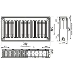 Радіатор сталевий Optimum 22 тип 600x700 мм бічне підключення (13676) - мініатюра 1