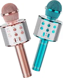 Дитячий бездротовий караоке-мікрофон Bluetooth з LED ефектами та вбудованою колонкою, рожевий
