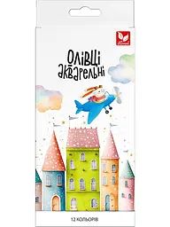 Набір олівців 12 кол. ШКОЛЯРИК акварельні шестигранні з пензликом (137SH-12) - мініатюра 1