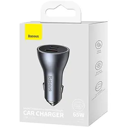 Автомобільний зарядний пристрій Baseus Golden Contactor Pro Triple Fast Charger Car Charger 65W U+C+C Dark Gray [CGJP010013] [77944] - мініатюра 15