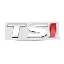 Емблема напис TSI срібло TS I червона 48х15 мм метал (на скотчі)