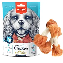Wanpy Chicken Jerky Dumbbells ВАНПІ КІСТКА-ГАНТЕЛЬ З В’ЯЛЕНОЮ КУРКОЮ ласощі для собак, 100 г
