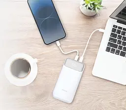 Акумулятор портативний літій-іонний D-Link Power Bank 20000мА*рік, 65Вт PD 3.0, QC 3.0, 2xUSB-C, 1xUSB-A з дисплеєм, білий - мініатюра 6