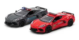 Металева інерційна легкова модель Corvette Police/Firefighter 2021 5", відкриваються двері (В асортименті) - мініатюра 3
