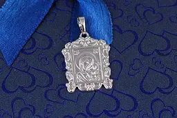 Ладанка Xuping Jewelry квадратна класичне ограновування Богородиця з немовлям 2 см срібляста