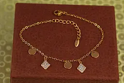 Браслет Xuping Jewelry з підвісками монетки з ромбиками 17 см подовжувач 3 см золотистий