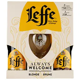 Уцінка. Набір пива Leffe: Blonde, світле, 6,4%, 0,75 л + Brune, темне, 6,5%, 0,75 л + келих (755151) - мініатюра 2
