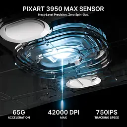 Бездротова миша ATTACK SHARK V8 42000 DPI PAW3950MAX Nordic 54L15 8K Біла - мініатюра 8