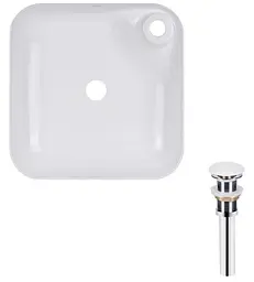 Комплект Qtap Stork: Раковина накладна квадратна 430x430x125 мм White + Донний клапан PU02 (QT15112194WN47318)