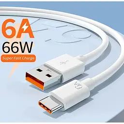 Кабель DK Super Fast Charge 66W / 6A 1m USB на Type-C / USB-C Data Cable для Huawei white - мініатюра 4