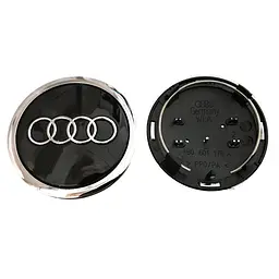 Ковпак колеса Audi Чорний+Хром d=69мм, посадковий d=60мм (ковпачок, заглушка диска) 1 шт
