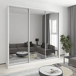 Шафа-купе тридверна MebelStar Уні AL 3 Дзеркала 250x60x240 см Аляска білий (MBS-1983)