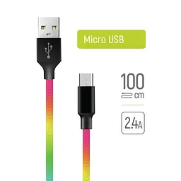 Кабель 1m USB 2.0 AM/Type-C Colorway (CW-CBUC018-MC) multicolor