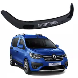 Дефлектор капоту мухобійка Renault Dokker 2012-2021 Євро кріплення Voron Glass