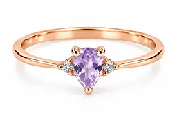 Жіноча каблучка Jewellery Continent з червоного золота з аметистом 16.5 (К-0933)