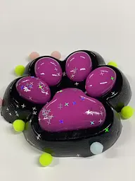 Іграшка-антистрес A-Toys Лапка котика дуже велика 12 см чорна з фіолетовим - мініатюра 2