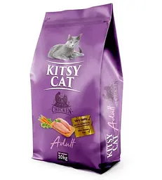Повнорационный сухий корм KITSY CAT для дорослих кішок всіх порід з куркою 10 кг