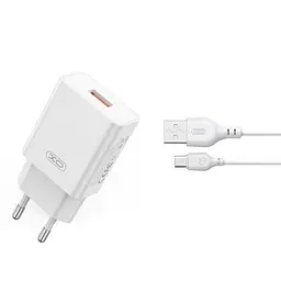 Сітчастий зарядний пристрій XO L127 USB-A QC18W Fast Charging Charger with Type-C cable Білий - мініатюра 3