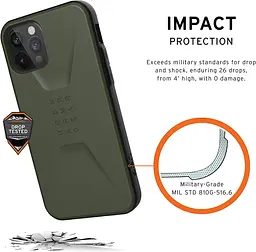 Чохол протиударний UAG Civilian 11235D117272 (Original) для iPhone 12/12 Pro (6.1") Olive Drab - мініатюра 2
