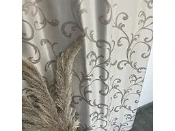 Жакардові штори бежевого кольору з вензелем на тасьмі 2шт. 150х270 ALBO pbe0052397 - мініатюра 4