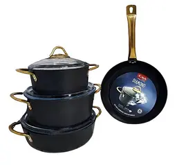 Набір каструль O.M.S. Collection 3019 Diamond Special Edition Black 7 предметів Чорний - мініатюра 2