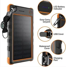 Портативна батарея Solar Power Bank 10000 mAh IC-PC25B Сонячний зарядний пристрій - мініатюра 6
