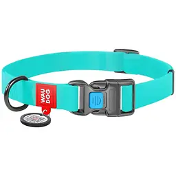 Нашийник для собак Waudog Waterproof, коллартекс, водостійкий, світиться, з QR паспортом, пластикова пряжка-фастекс, 35-58х2,5 см, ментоловий
