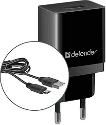 Мережевий зарядний пристрій Defender UPC-11 1xUSB, 5V/2.1А + micro-USB (83556) - мініатюра 2