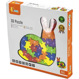 Дерев'яний пазл Viga Toys Равлик по літерах 26 елементів (55252) - мініатюра 2