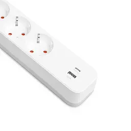 Мережевий подовжувач VIDEX ONCORD з/з 4п 3м (3x1.5мм) 3.4А USB(QC3.0) +USB-C(PD20W) з кнопкою White VIDEX (27695-000) - мініатюра 4