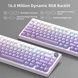 Клавіатура MageGee Light 75 RGB Purple Bird Switch Wireless (6971969728813) White/Purple (G-000003943) - мініатюра 6