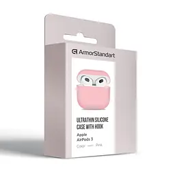 Силіконовий чохол для навушників Apple AirPods 3, Ultrathin Silicone Case, рожевий, захисний чохол, ультратонкий і легкий, захист від подряпин і пилу, м"який силікон, ArmorStandart (ARM60288) - мініатюра 3
