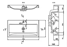 Раковина глянцева врізна Amidicon Lagune Slim 80 792x425 з литого каменю LAGUNE SLIM_80_HL, Білий - мініатюра 6