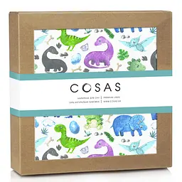 Пелюшка багаторазова Cosas непромокаюча Colorful Dino 70х120 см, фіолетова